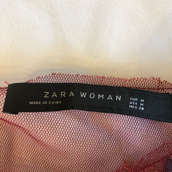 Zara Red Floral Sheer Top - Picture 2 of 5